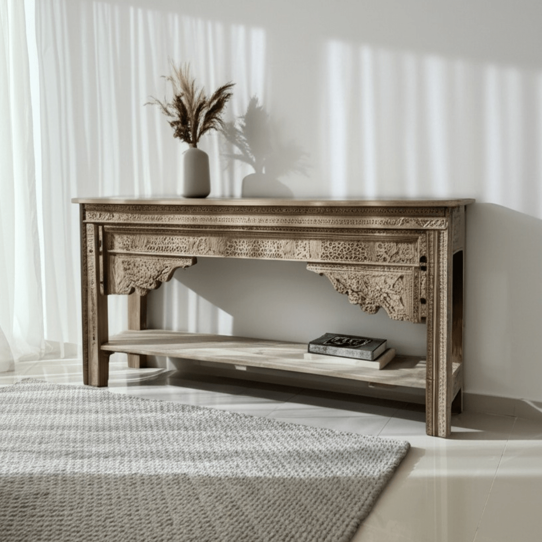 Detailed Bleach Console | Vintage whitewash | PRESALE - BHM HomeConsoles