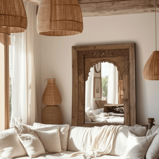 Hand carved Mirror Natural - BHM HomeMirrors and Doors