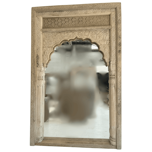 Indian Arch Carved Mirror - Bleach - BHM HomeMirrors and Doors