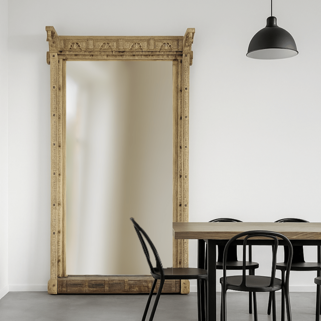 Indian Shekwati Carved Mirror - Bleach - BHM HomeMirrors and Doors