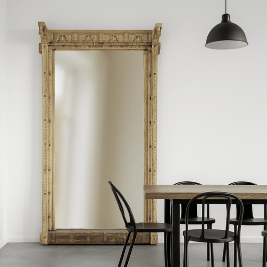 Indian Shekwati Carved Mirror - Bleach - BHM HomeMirrors and Doors