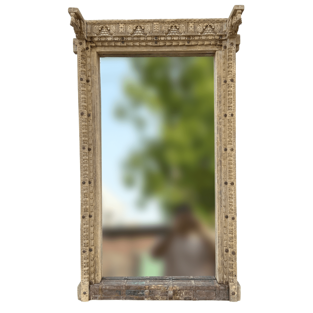 Indian Shekwati Carved Mirror - Bleach - BHM HomeMirrors and Doors