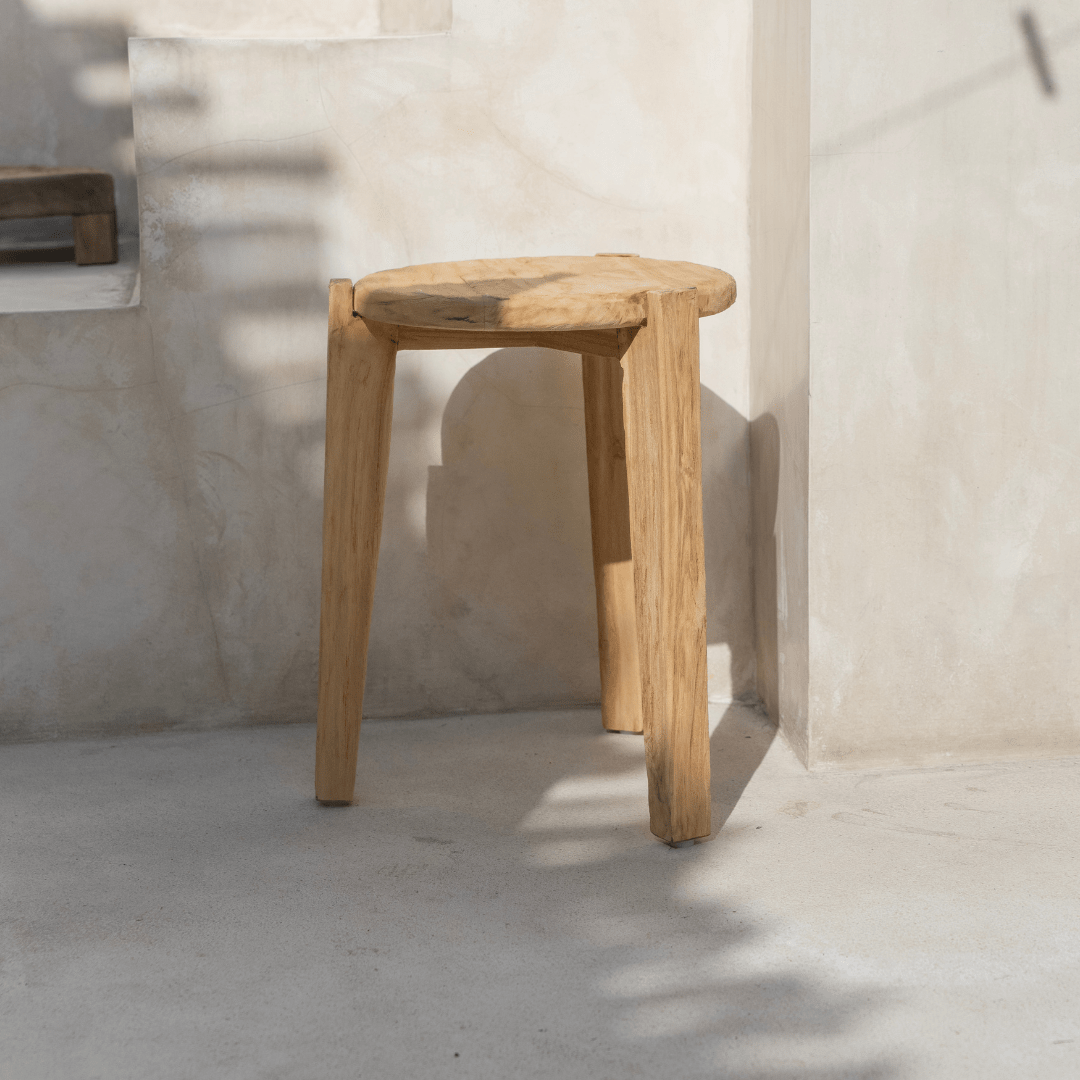 Kayu Round Stool - Bleach| PRESALE - BHM HomeStools and Benches