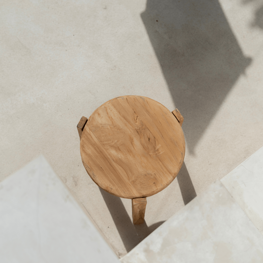 Kayu Round Stool - Bleach| PRESALE - BHM HomeStools and Benches