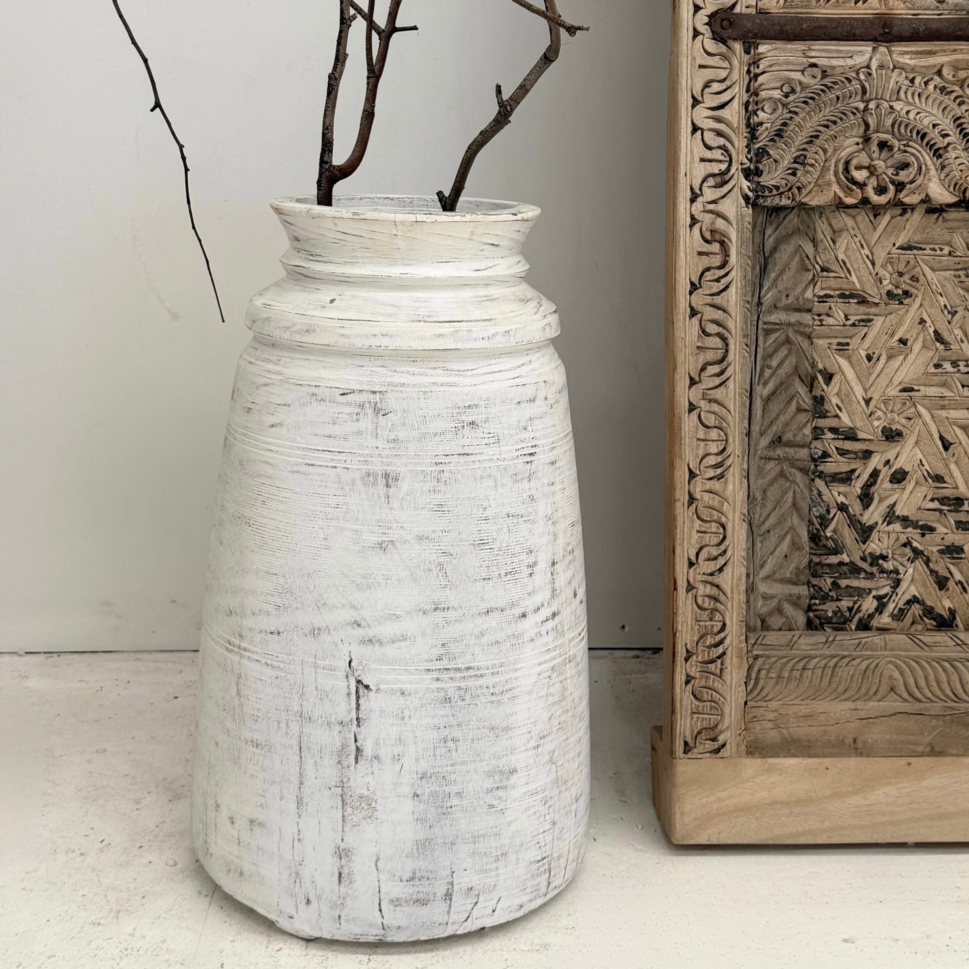 Oversized Vintage Pot (whitewash) - BHM HomePots and Vases