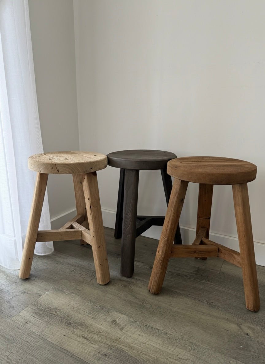Rustic Round Stool | Bleach - BHM HomeStools and Benches