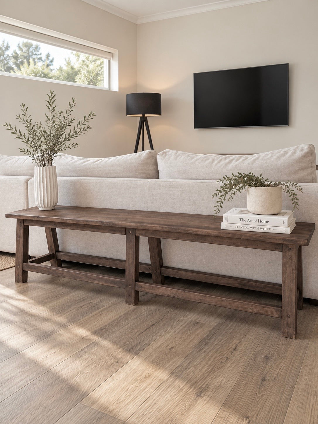 Rustic Wooden Bench | Antique Brown