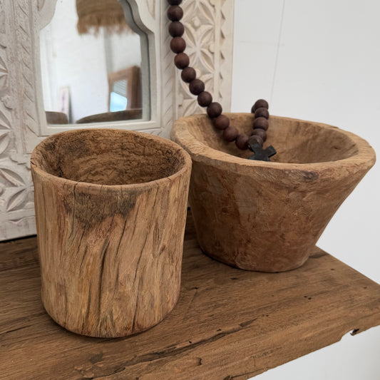 Rustic Wooden Vessel Set