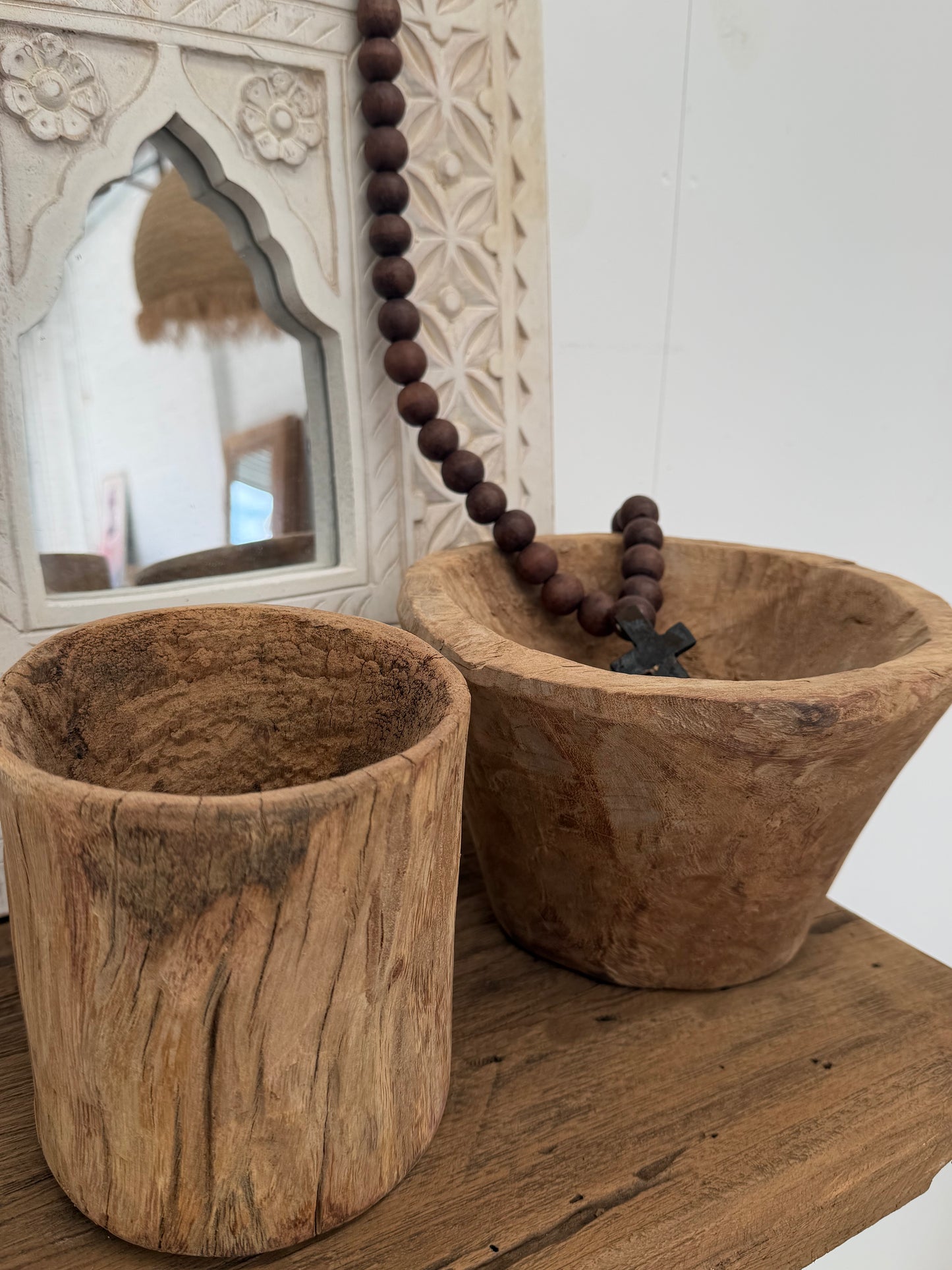 Rustic Wooden Vessel Set