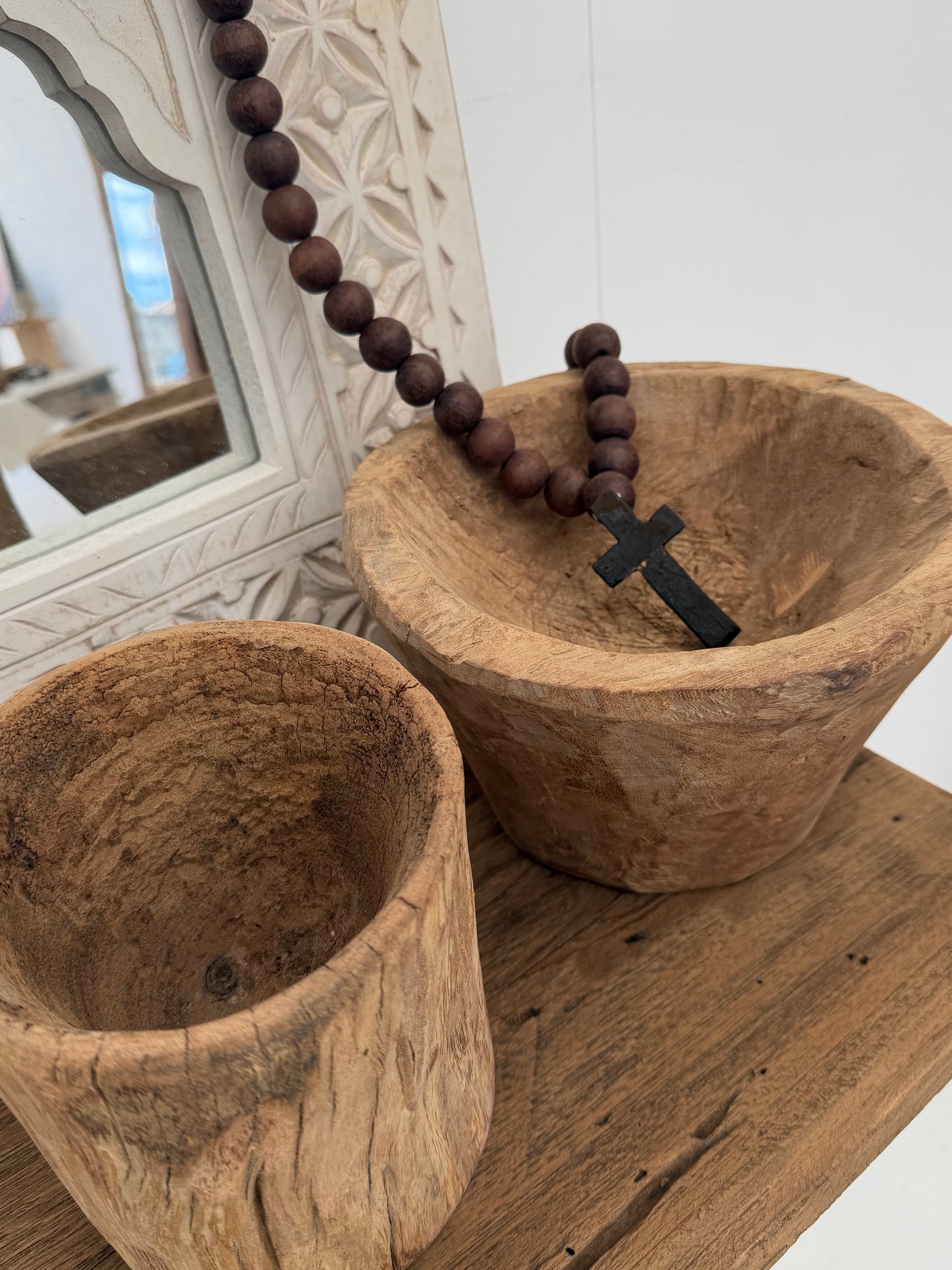 Rustic Wooden Vessel Set