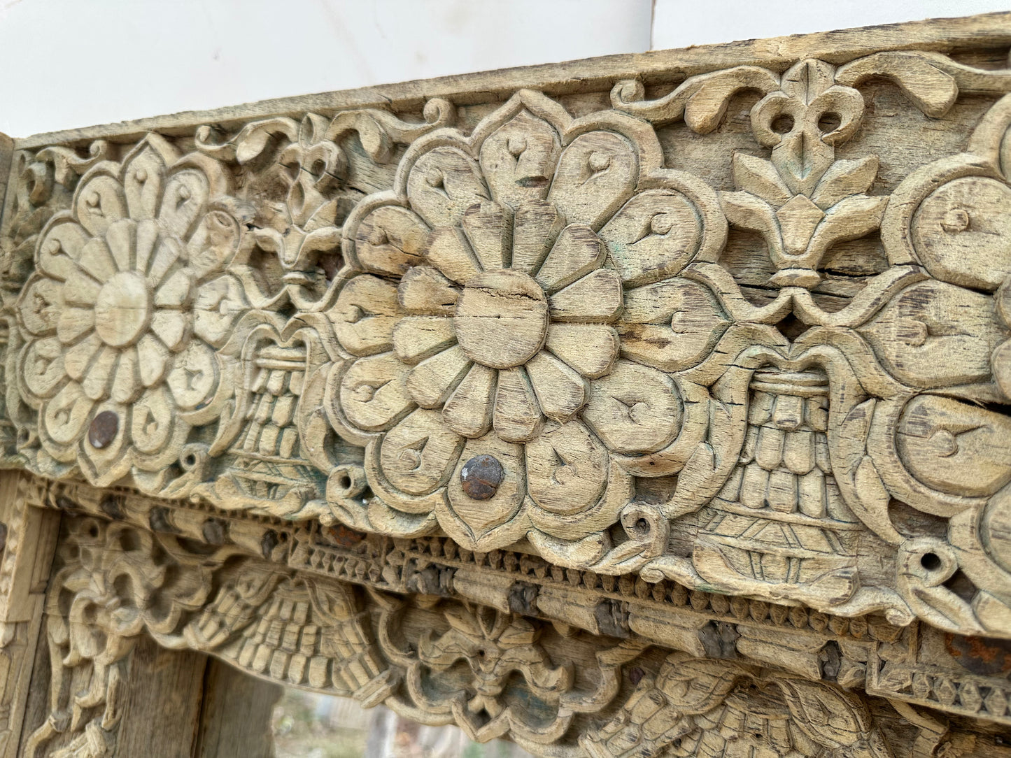 Indian Shekwati Carved Mirror - Bleach
