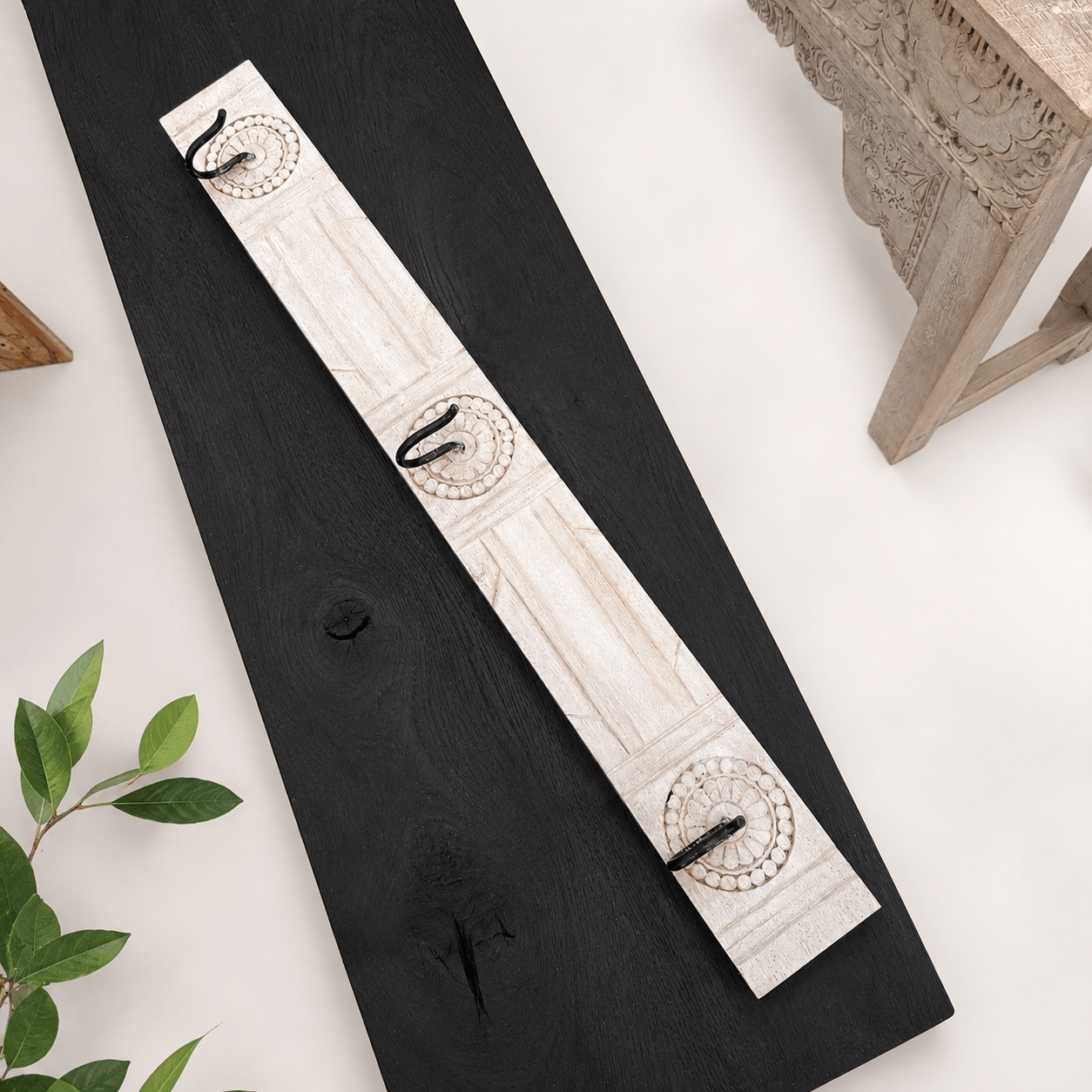 Carved Wall Hook Chalky White - BHM Home