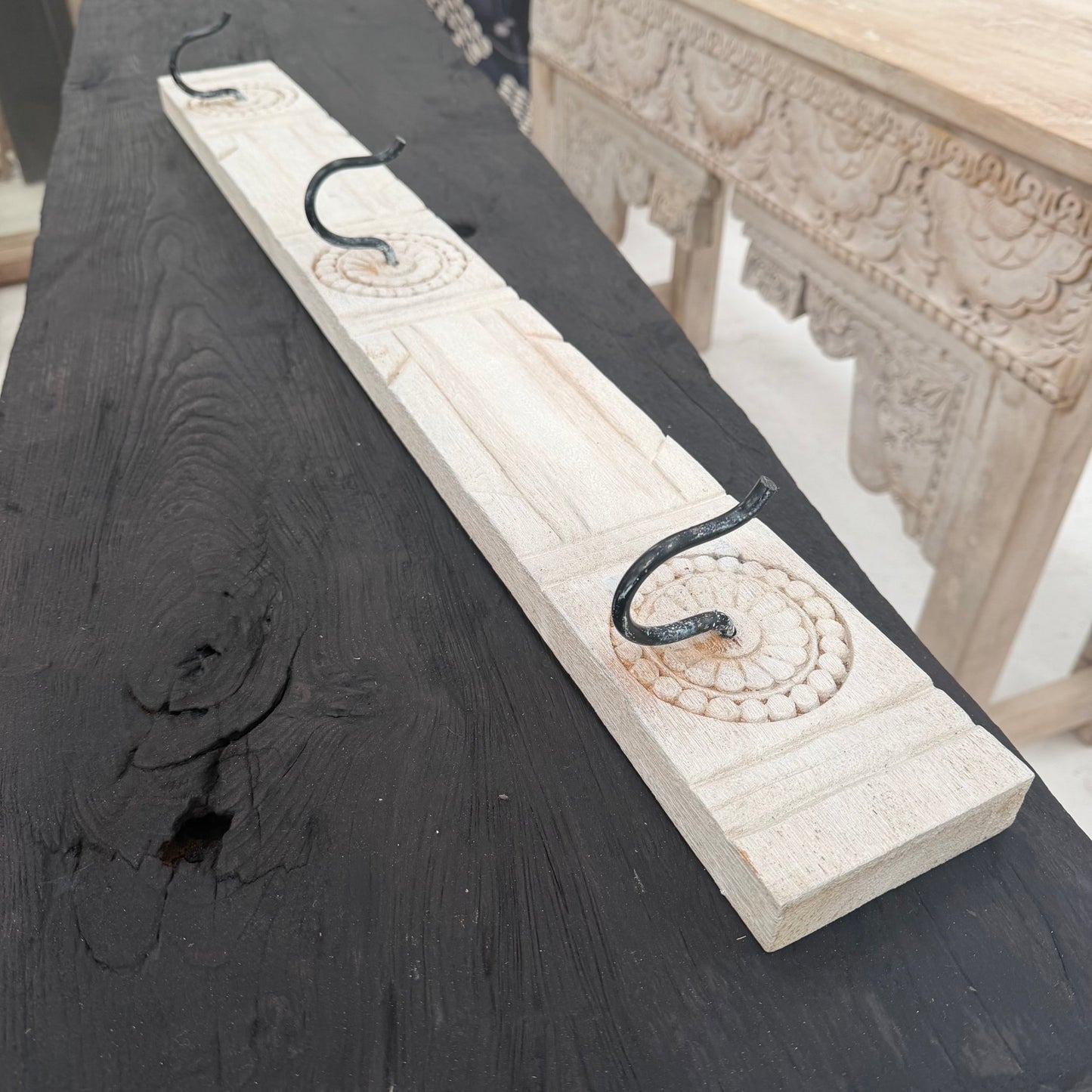 Carved Wall Hook Chalky White - BHM Home