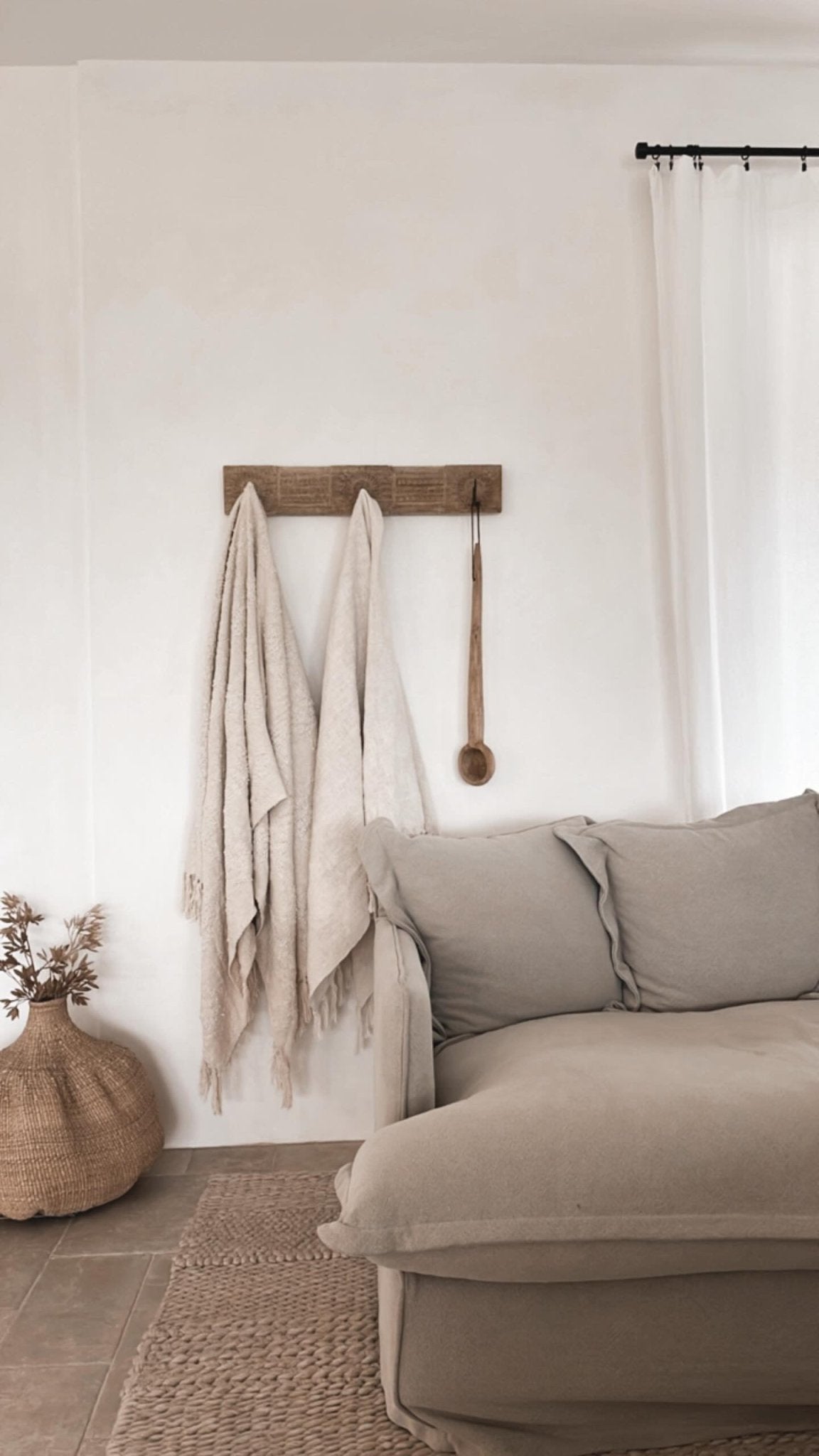 Carved Wall Hook - Whitewash - BHM Home