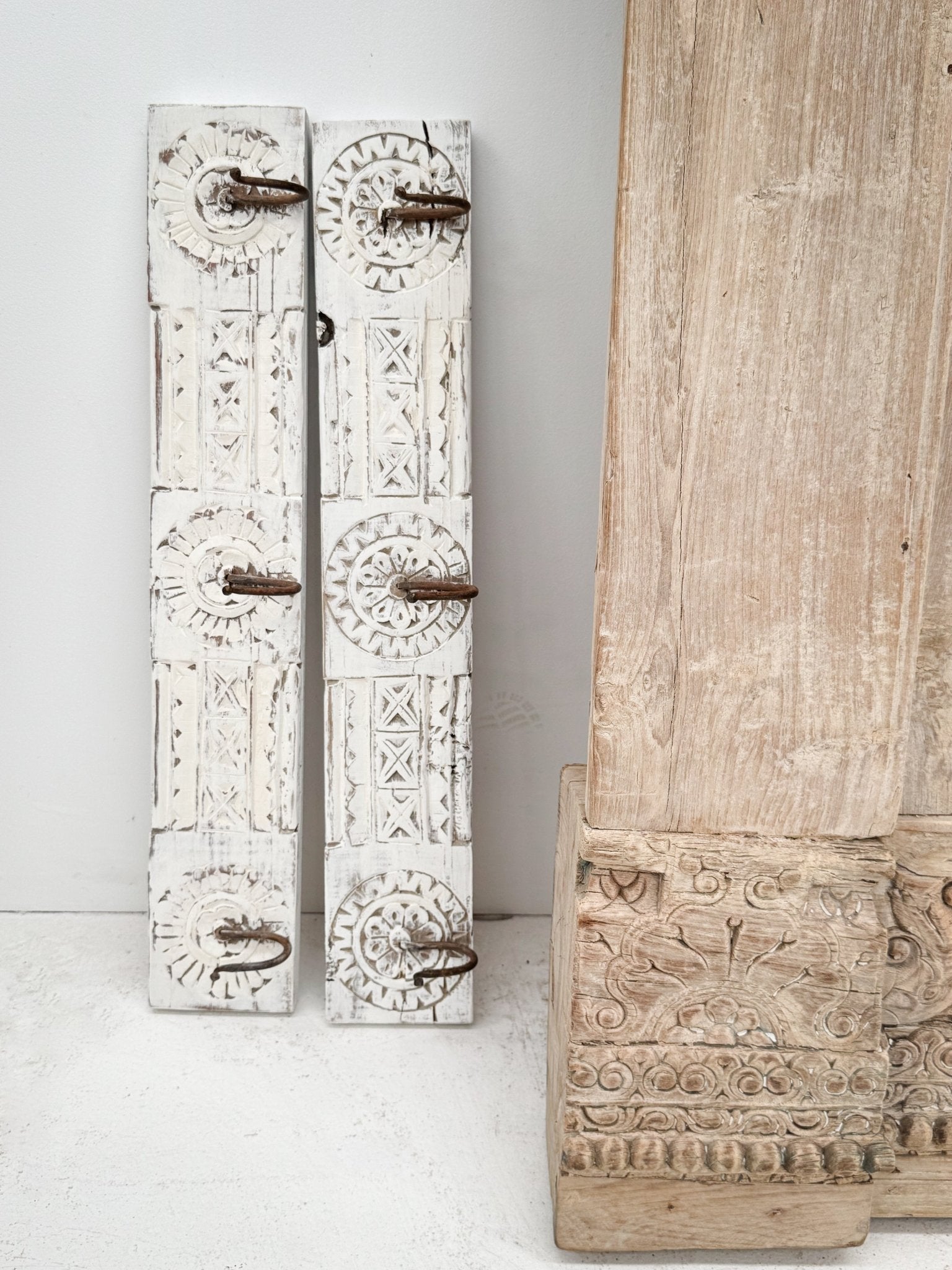 Carved Wall Hook - Whitewash - BHM Home