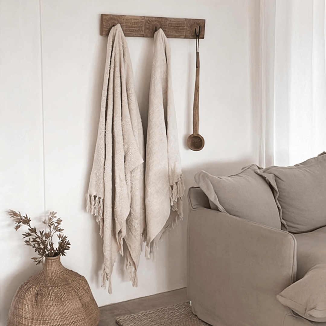 Carved Wall Hook - Whitewash - BHM Home