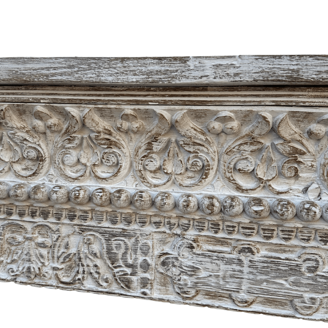 Carved Wooden Console | Vintage whitewash | PRESALE - BHM HomeConsoles