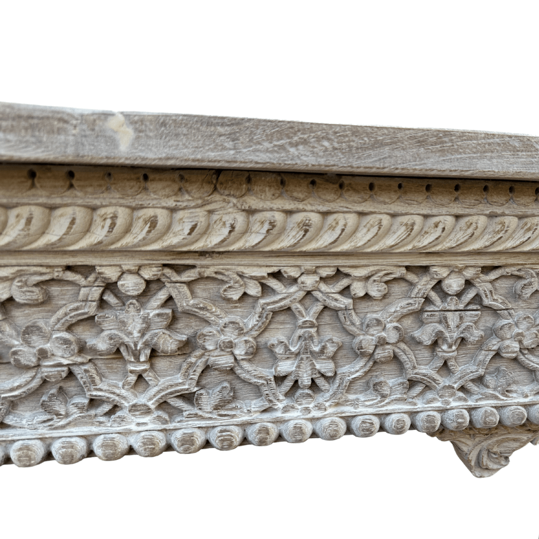 Carved Wooden Console | Whitewash - BHM HomeConsoles