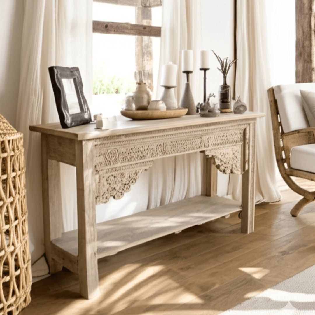 Detailed Bleach Console | Vintage whitewash | PRESALE - BHM HomeConsoles
