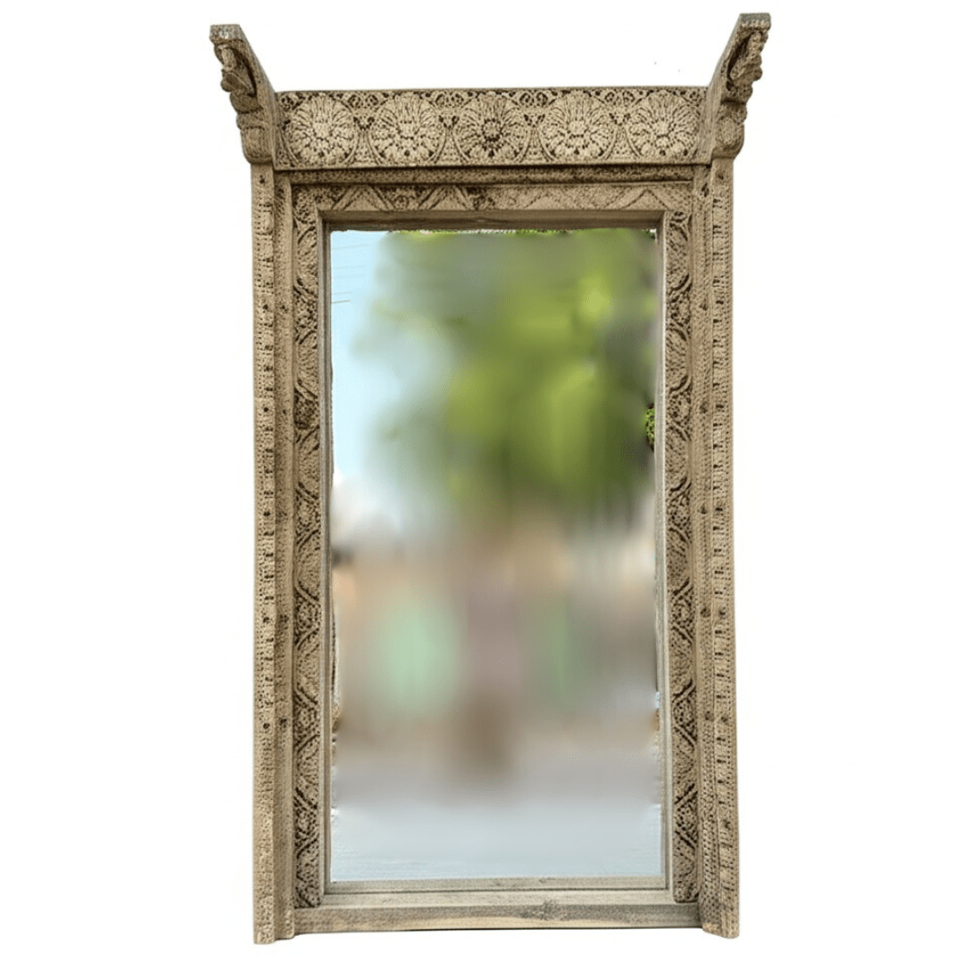 Indian Shekwati Carved Mirror - Bleach - BHM HomeMirrors and Doors