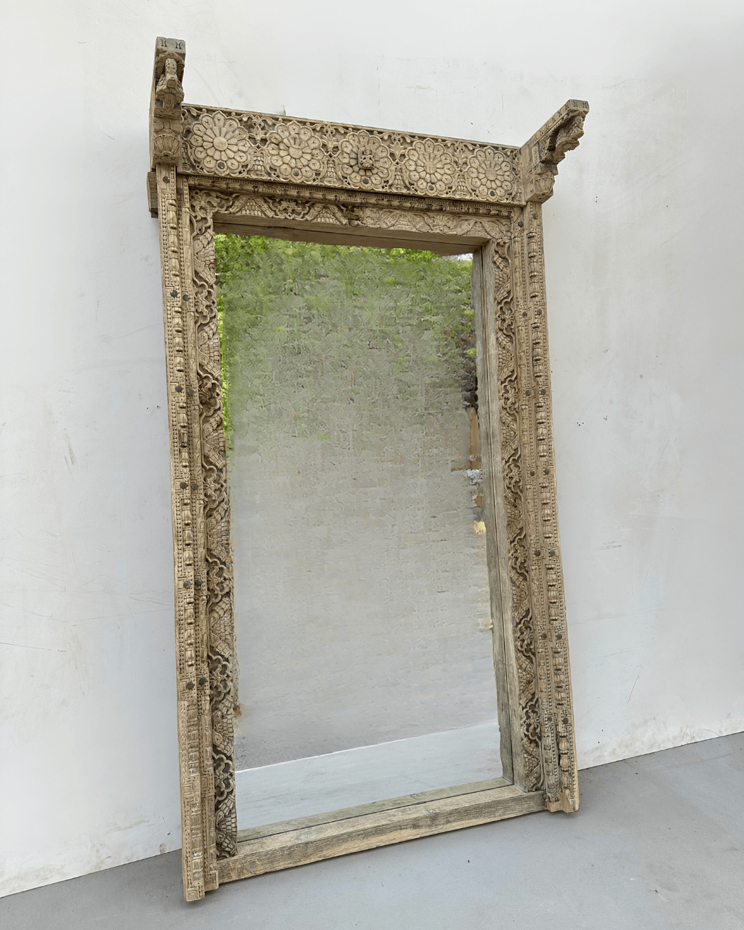 Indian Shekwati Carved Mirror - Bleach - BHM HomeMirrors and Doors