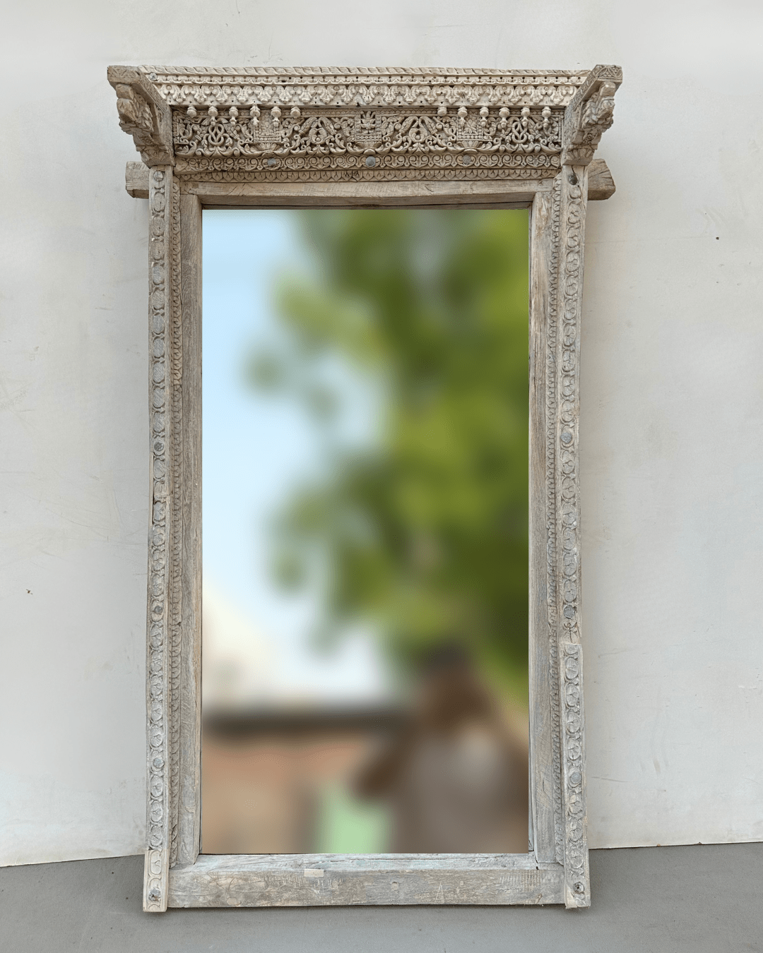 Indian Shekwati Carved Mirror - Chalky Bleach - BHM HomeMirrors and Doors