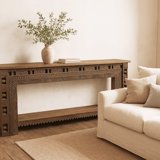 Natural Carved Wooden Console | PRESALE - BHM HomeConsoles