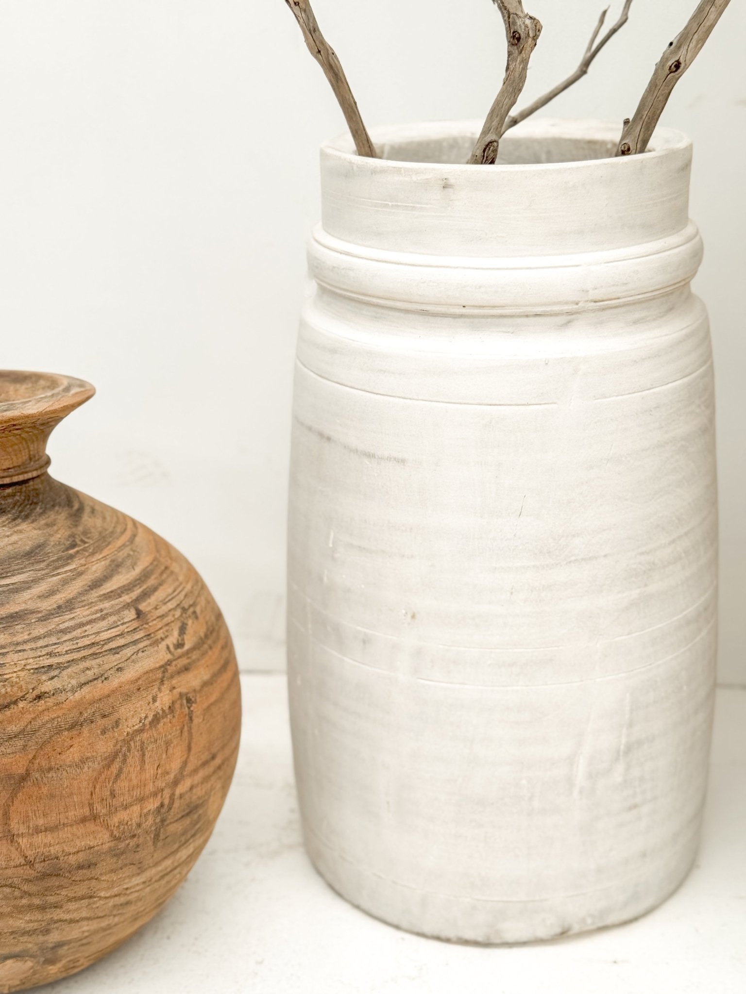 Oversized Vintage Pot | Whitewash - BHM Home