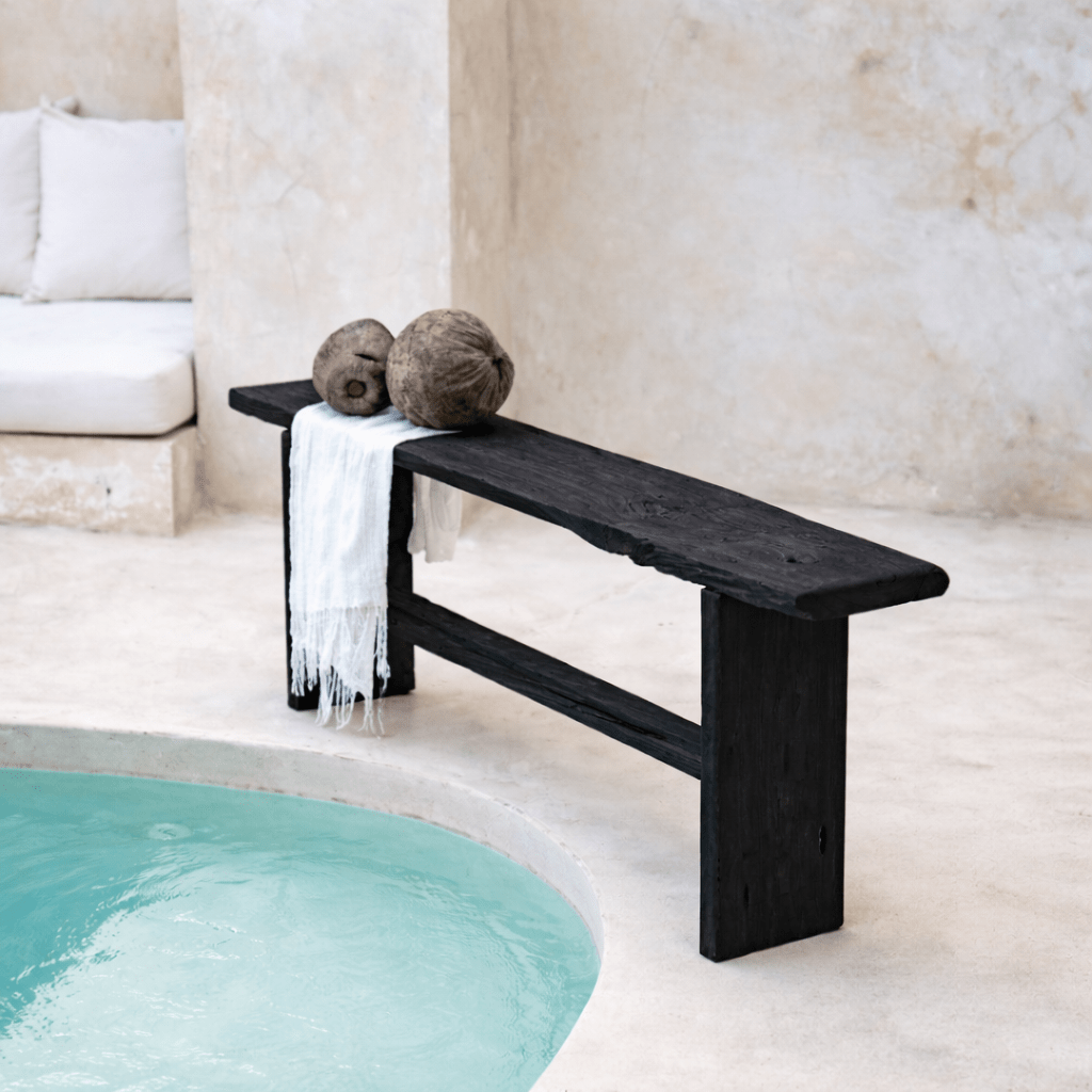 Rustic Teak Bench - Japan Black - BHM HomeStools and Benches