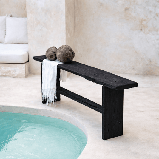 Rustic Teak Bench - Japan Black - BHM HomeStools and Benches