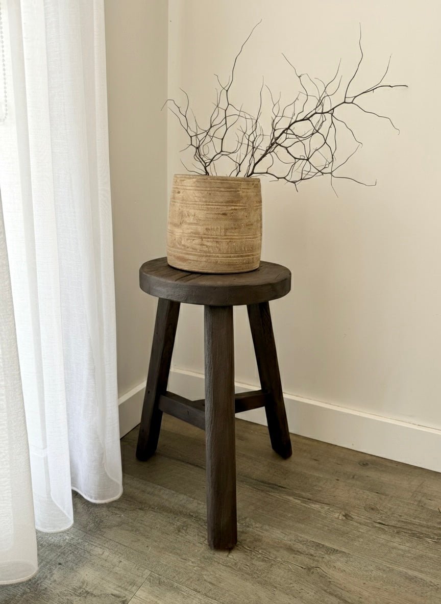 Rustic Teak Stool | Espresso - BHM HomeStools and Benches