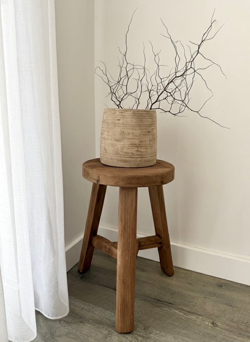 Rustic Teak Stool | Honey - BHM HomeStools and Benches