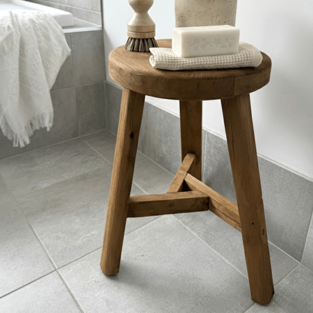 Rustic Teak Stool | Honey - BHM HomeStools and Benches
