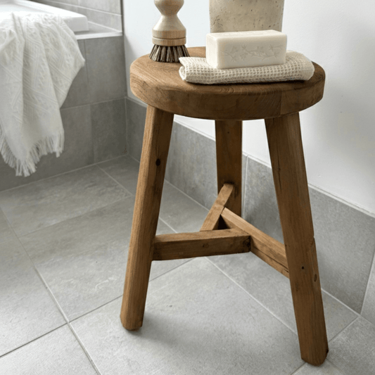 Rustic Teak Stool | Honey - BHM HomeStools and Benches
