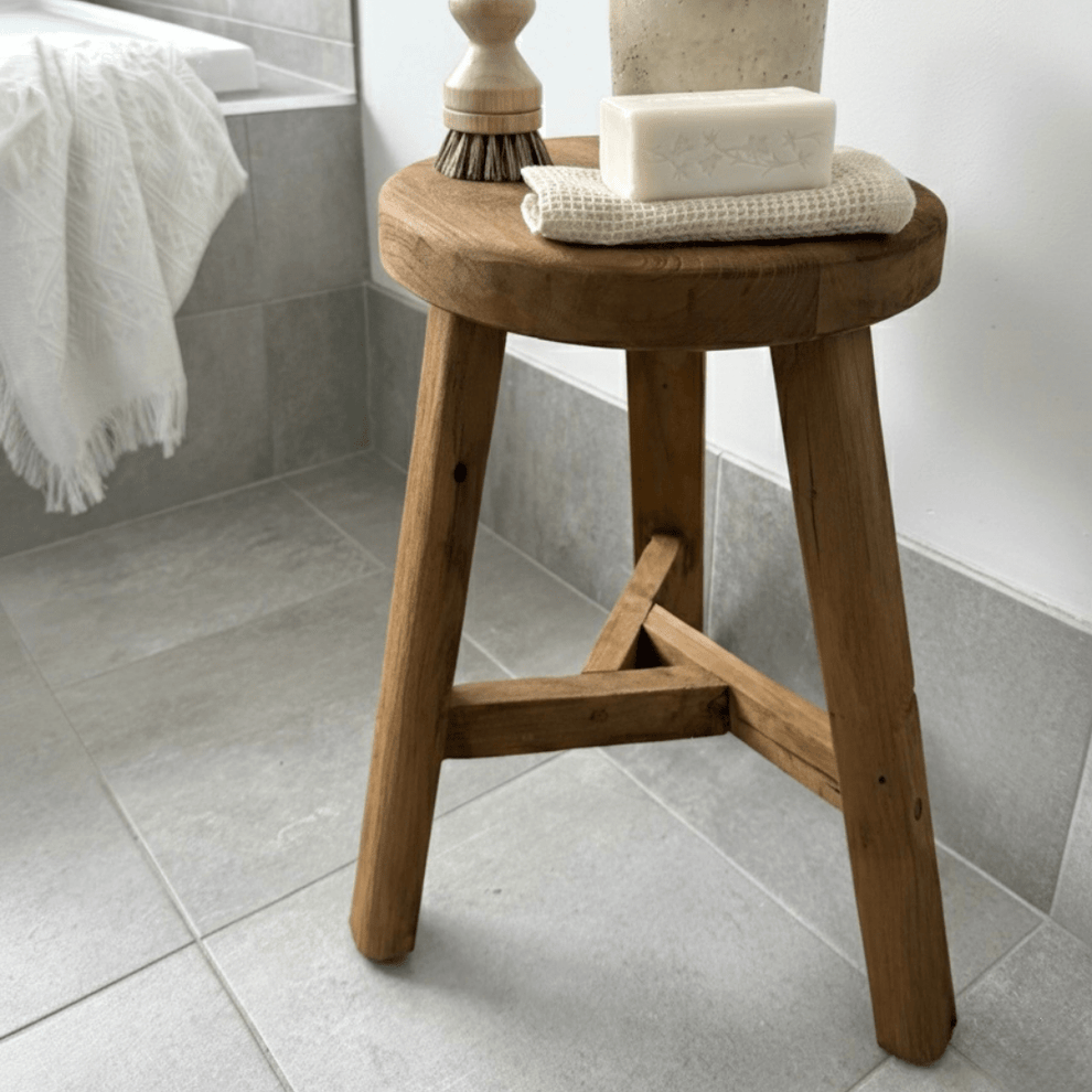 Rustic Teak Stool | Honey – BHM Home