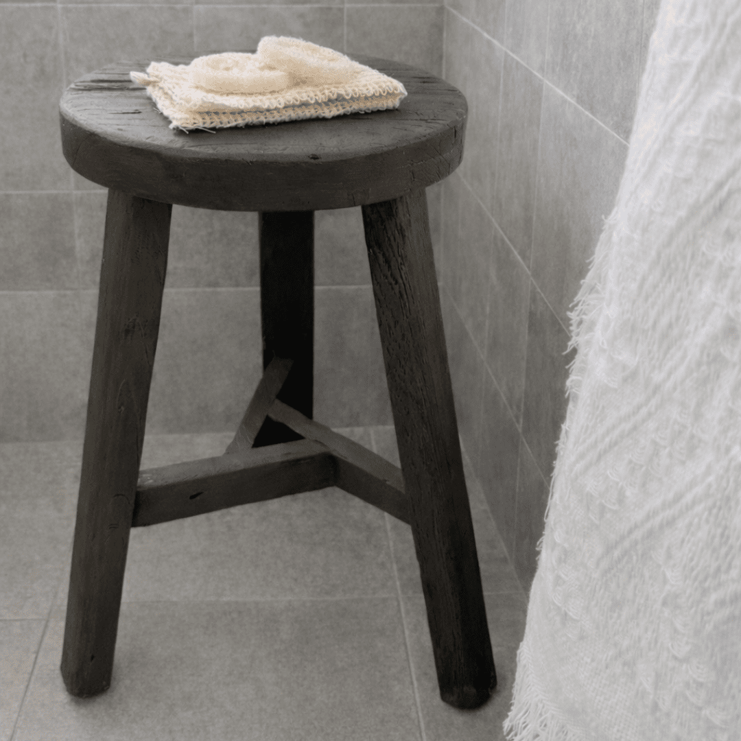 Rustic Teak Stool | Taupe - BHM HomeStools and Benches