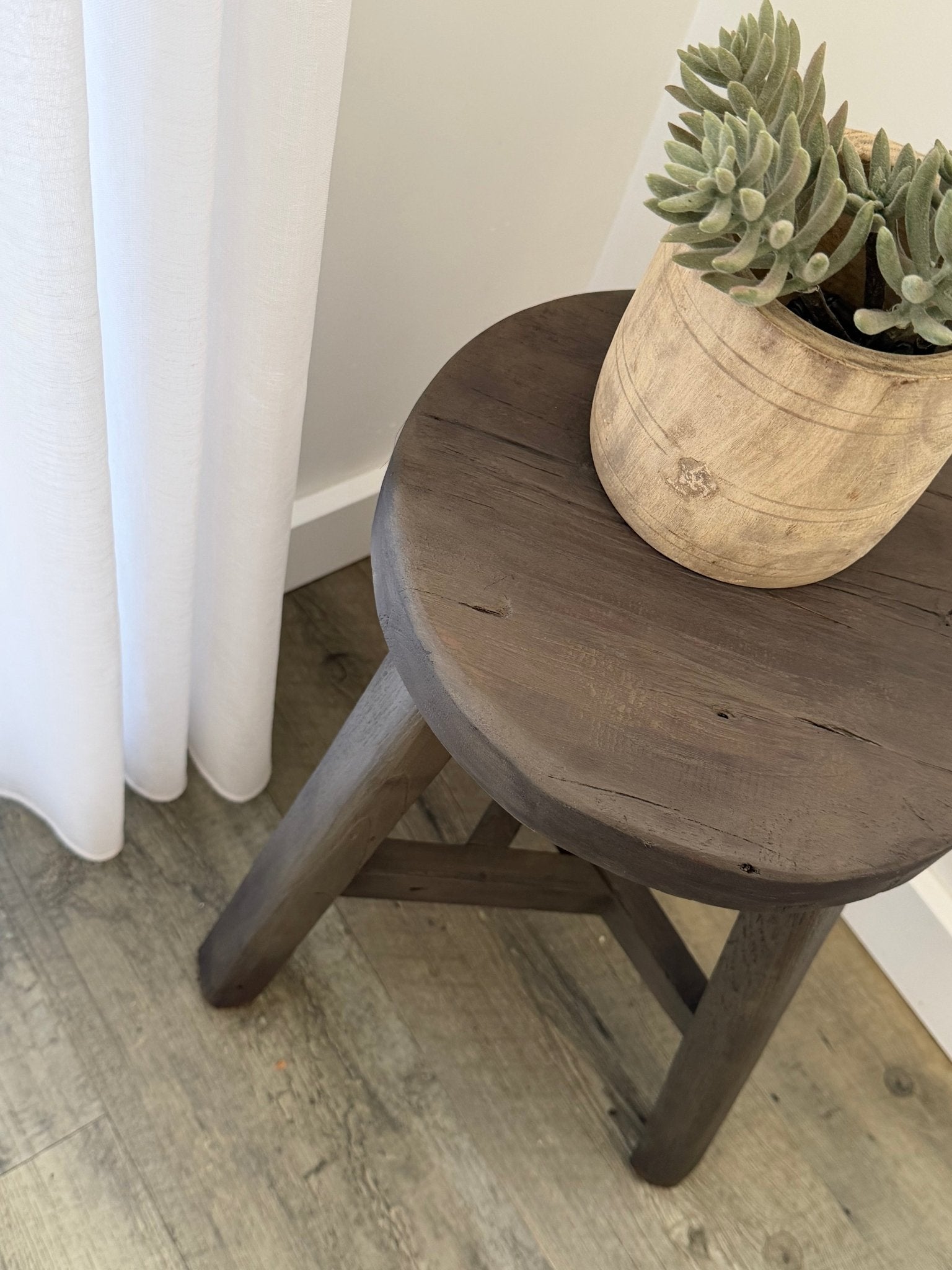 Rustic Teak Stool | Taupe - BHM HomeStools and Benches