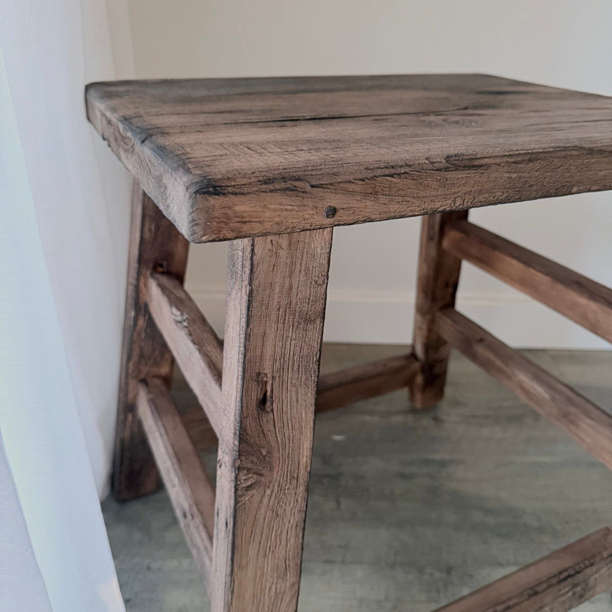 Teak Workers Stool - Charred - BHM HomeStools and Benches