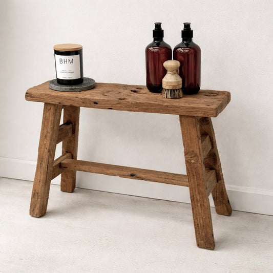 Teak Workers Stool Rustic - BHM HomeStools and Benches