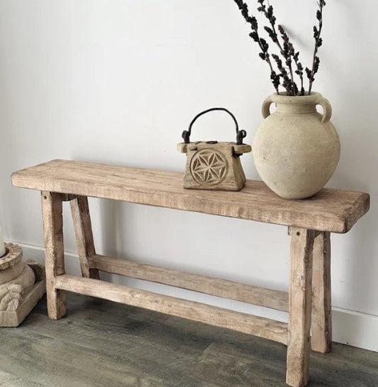 Whitewash Wooden Bench - BHM HomeStools and Benches