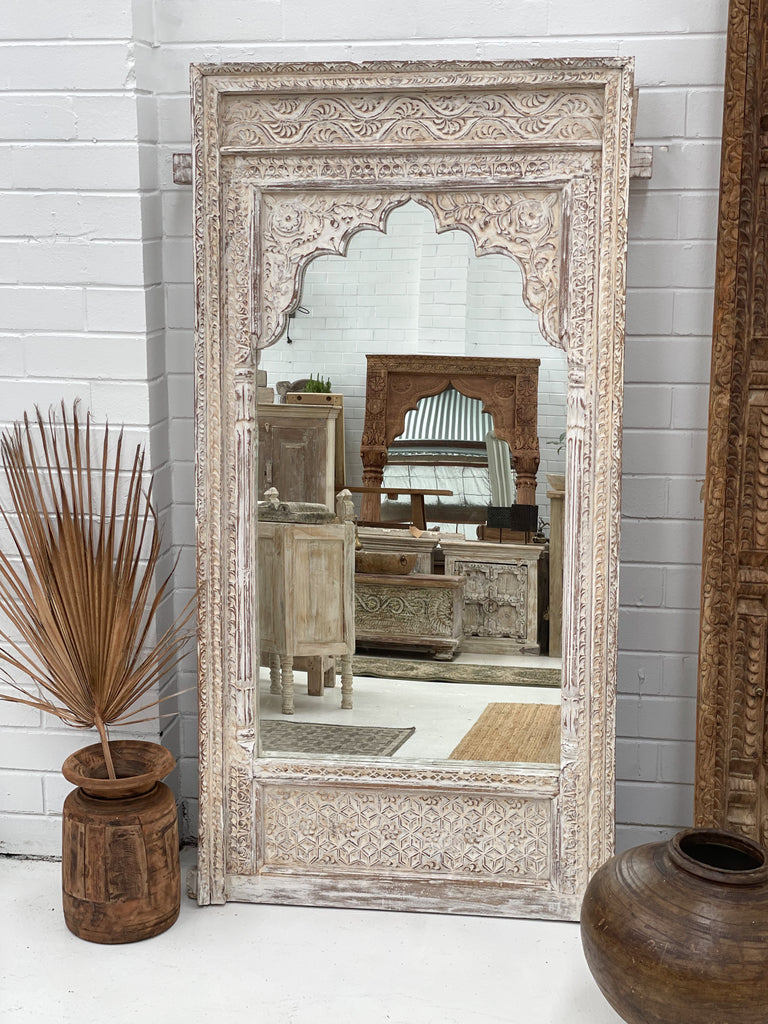 Indian Antique Whitewash Mirror 601